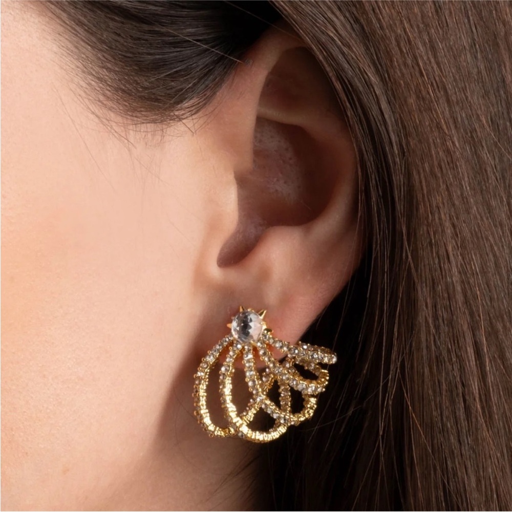 ALEXIS BITTAR Gold Crystal Lace Orbiting Thorny
Sculpted Essential Post Earrings - Picture 8 of 16